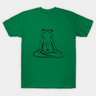 Yoga Bellies Frog Meditating in Black T-Shirt